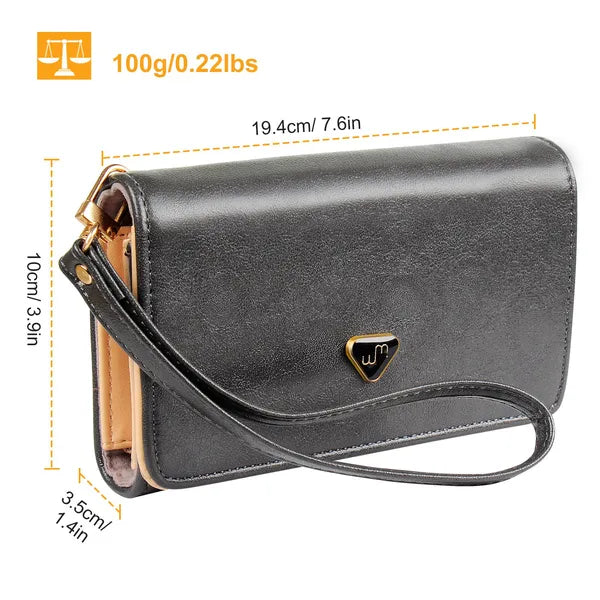 Women's RFID Blocking Wristlet Wallet - Compact Leather Clutch with Card Slots & Coin Pocket