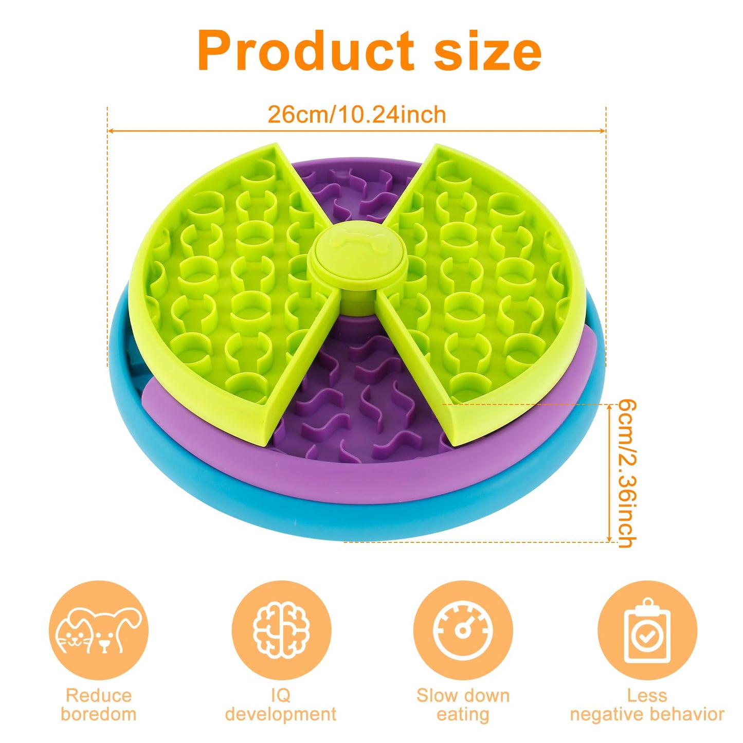 3-in-1 Slow Feeder Dog Bowl - Anti-Choke Puzzle Feeder with Lick Mat for Medium & Large Dogs