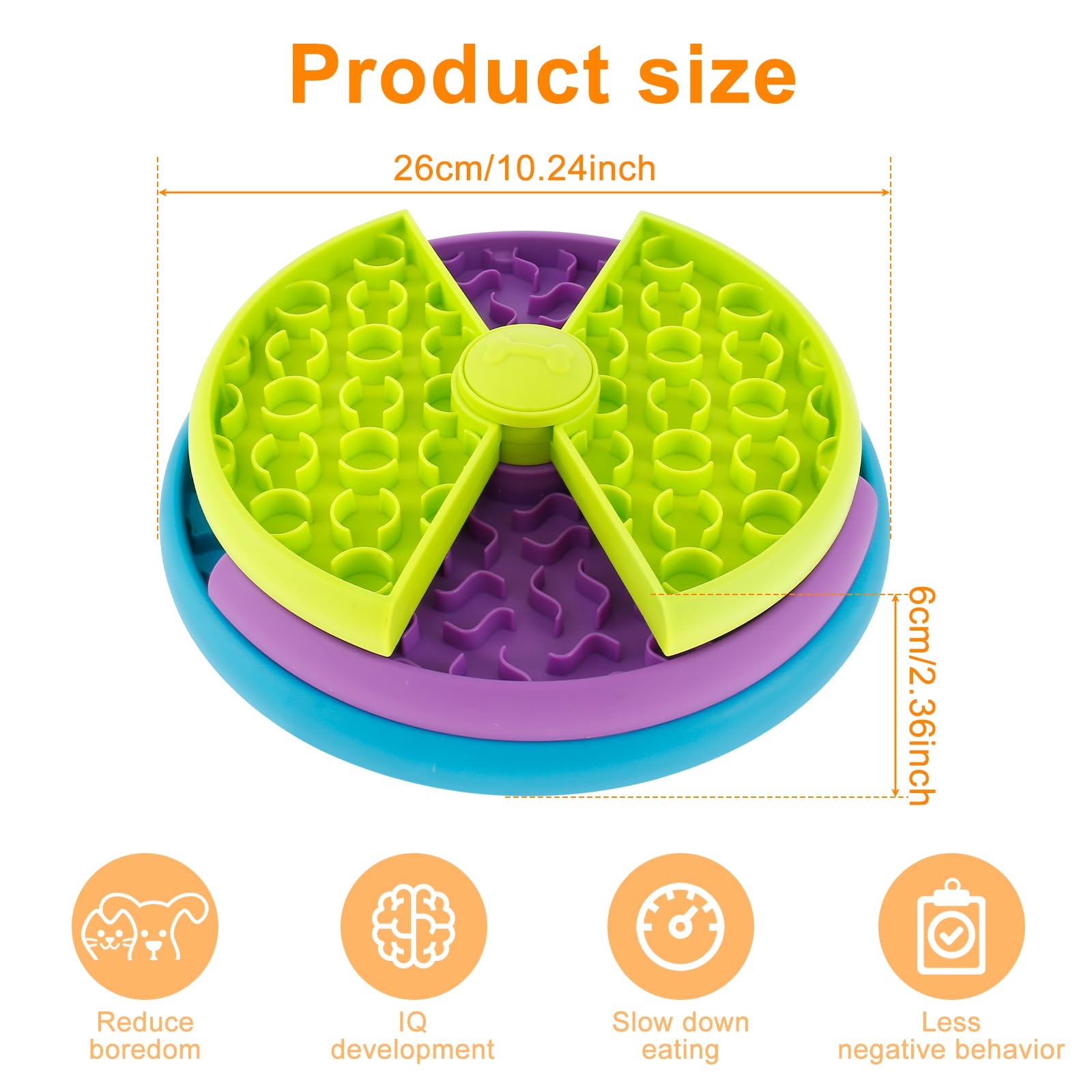 3-in-1 Slow Feeder Dog Bowl - Anti-Choke Puzzle Feeder with Lick Mat for Medium & Large Dogs