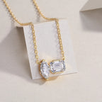 Double Diamond Shadow Moissanite Necklace | 925 Sterling Silver Gold Plated