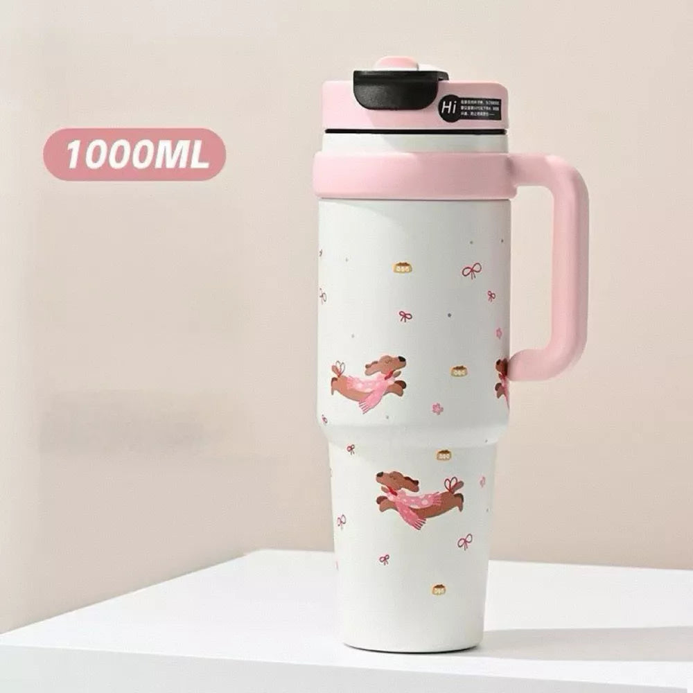 1000ml Large Capacity Water Bottle with Straw | Stainless Steel Insulated Tumbler | 34oz