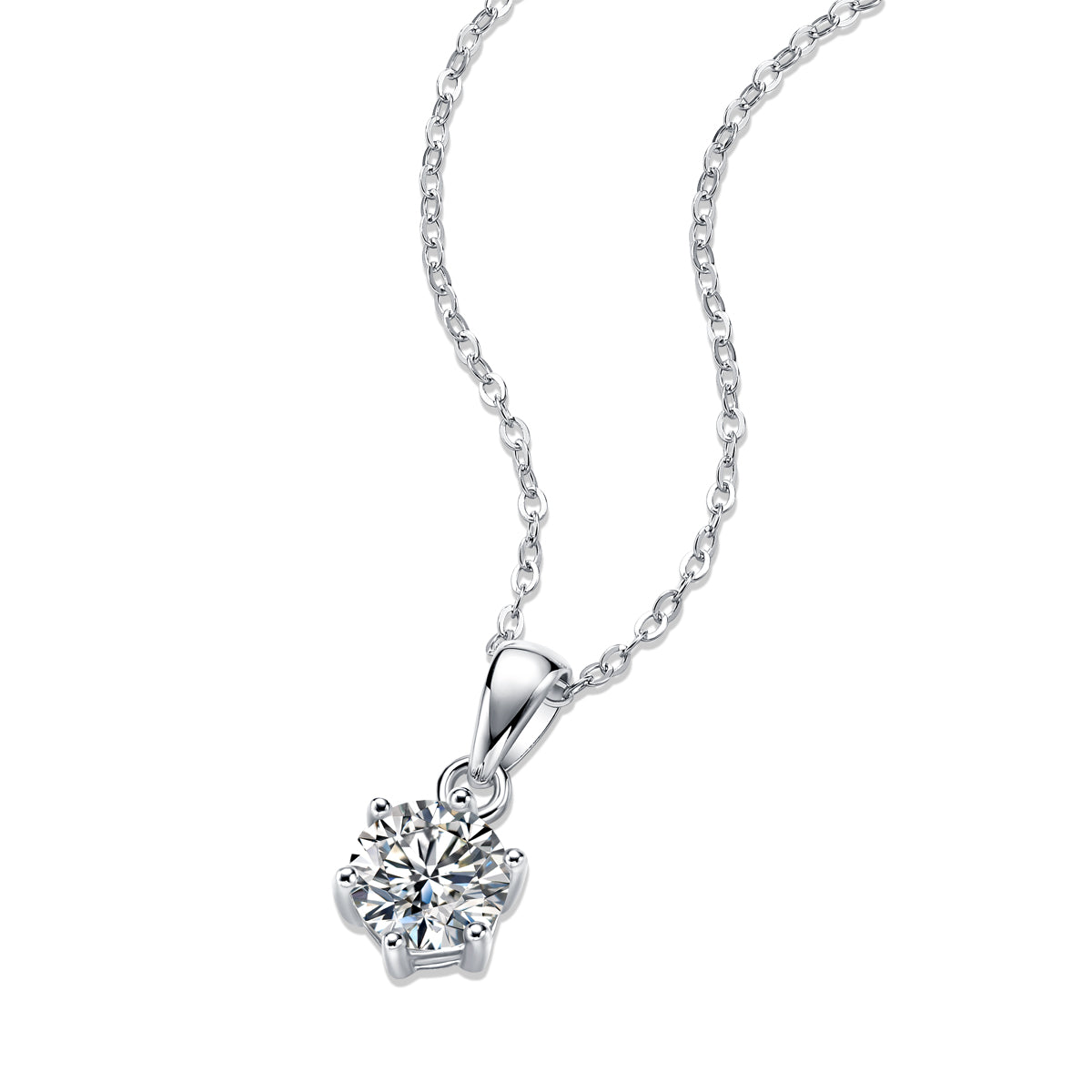 Moissanite Pendant Necklace | 1ct 2ct 3ct | S925 Sterling Silver & Platinum Plated