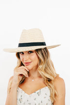 Women's Basket Weave Straw Sun Hat – Wide Brim, Adjustable & Beach-Chic | Fame Accessories