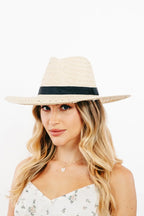 Women's Basket Weave Straw Sun Hat – Wide Brim, Adjustable & Beach-Chic | Fame Accessories