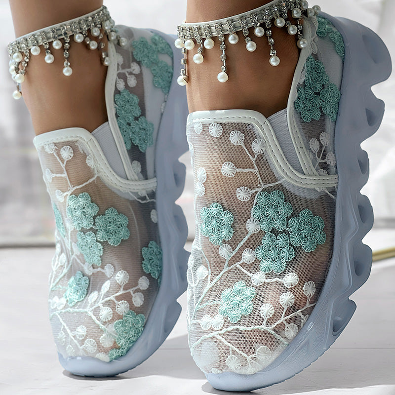 Women's Glitter Mesh Sneakers - Breathable Lightweight Walking Shoes