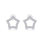 Moissanite Star Stud Earrings – S925 Sterling Silver, Platinum Plated