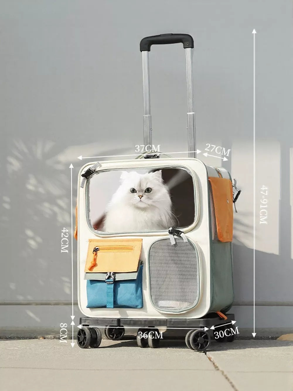 Rolling Pet Carrier with Telescopic Handle – Lightweight Travel Bag for Cats & Small Dogs