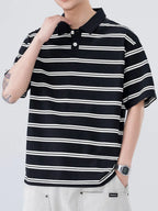 Men's Plus Size Striped Short Sleeve Polo – Cotton Poly Blend Big & Tall