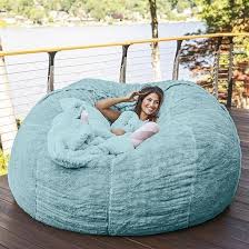 7-Foot Giant Bean Bag Chair | Ultra-Soft Furry Plush Cover | Machine Washable Lounger for Adults & Teens