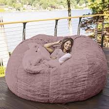 7-Foot Giant Bean Bag Chair | Ultra-Soft Furry Plush Cover | Machine Washable Lounger for Adults & Teens