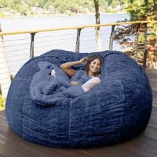 7-Foot Giant Bean Bag Chair | Ultra-Soft Furry Plush Cover | Machine Washable Lounger for Adults & Teens