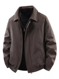 Men's Zip-Up Stretch Casual Jacket – 95% Polyester, 5% Spandex, Full Zip & Multi-Pocket