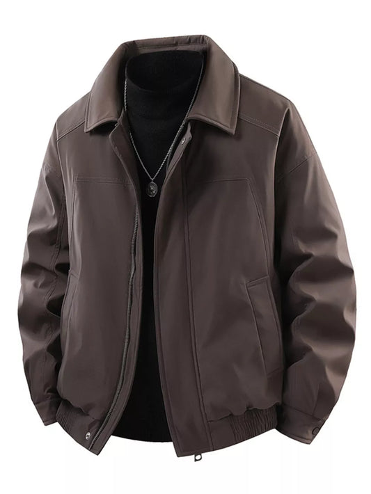 Men's Zip-Up Stretch Casual Jacket – 95% Polyester, 5% Spandex, Full Zip & Multi-Pocket