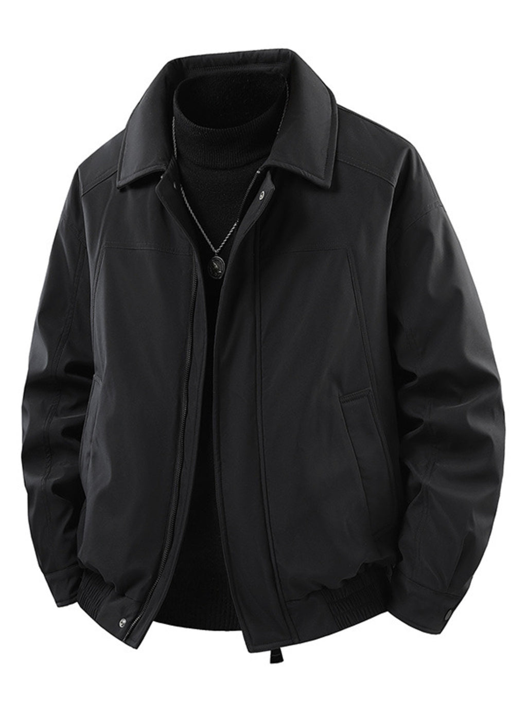 Men's Zip-Up Stretch Casual Jacket – 95% Polyester, 5% Spandex, Full Zip & Multi-Pocket