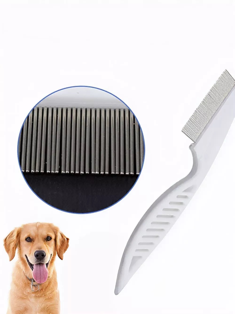 Fine Tooth Pet Hair Remover Comb | Flea & Tangle Detangling Comb for Dogs & Cats