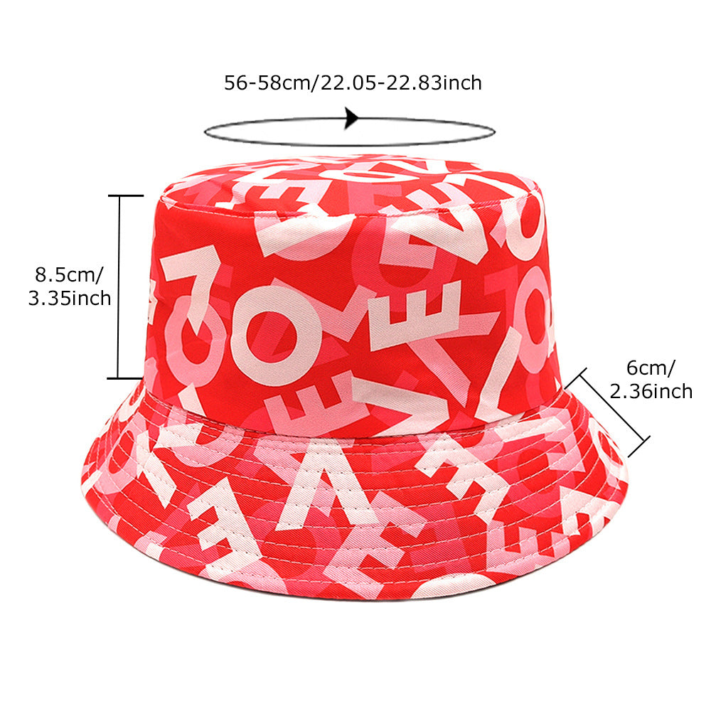 Reversible Heart Print Bucket Hat - Valentine's Day Love Pattern Sun Hat for Women & Men