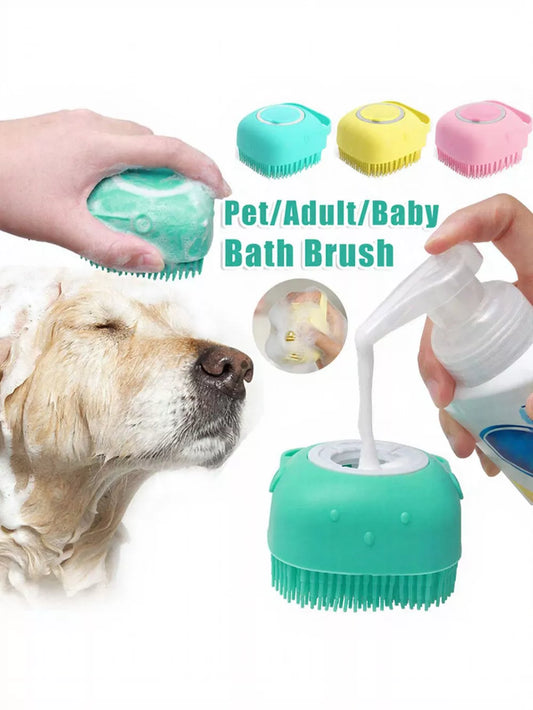 Silicone Pet Bath Brush & Grooming Massager – Dogs & Cats