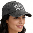 Boy Mom Baseball Cap | Embroidered Cotton Hat for Women – Adjustable & Washable