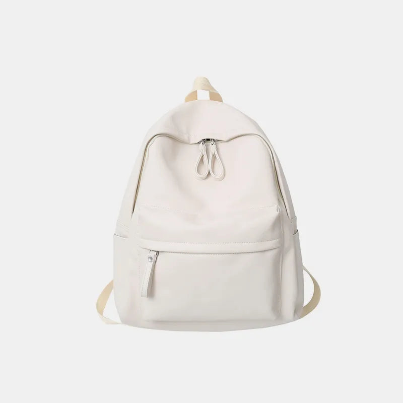 PU Leather Zip Backpack – Large Structured Bag for Women