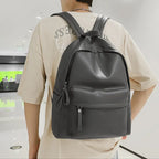 PU Leather Zip Backpack – Large Structured Bag for Women