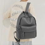 PU Leather Zip Backpack – Large Structured Bag for Women
