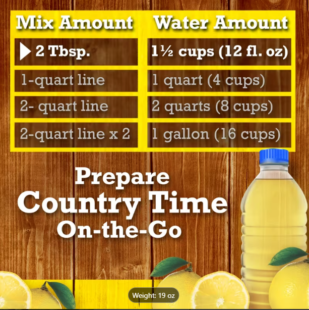 Country Time Lemonade Powdered Drink Mix – 3-Pack (19oz Canisters) | Real Sugar, No Artificial Sweeteners