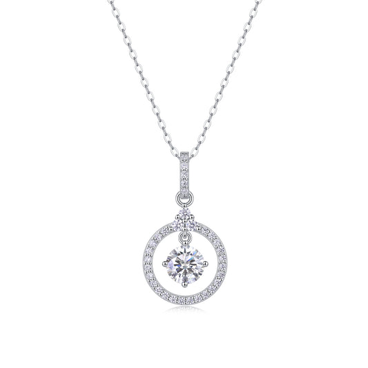 1 Carat Moissanite Pendant Necklace - Sterling Silver Diamond Alternative Jewelry