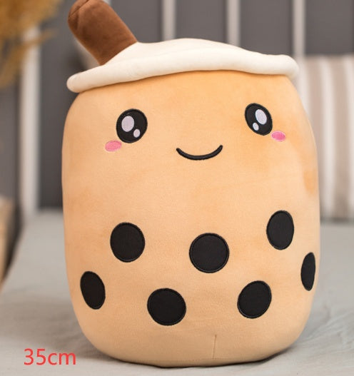 Boba Tea Plush Pillow - Cute Bubble Tea Stuffed Animal Cushion for Kids & Adults