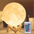 LED Moon Lamp Night Light with Remote - 16 Color Changing Ambient Lighting with Wood Stand