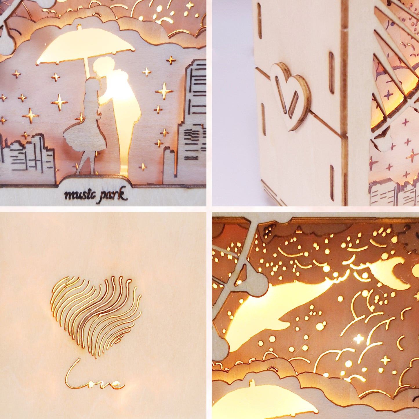 3D Wooden Love Puzzle Night Light – Romantic DIY Model Kit | Ambient Desk Lamp Gift for Women