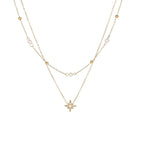 18K Gold Plated Layered Star Necklace – Pearl & Crystal Accents | Women's Jewelry