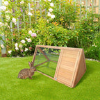 PawHut 46" Wooden Rabbit Hutch with Run – Outdoor A-Frame Cage for Rabbits, Guinea Pigs & Small Animals
