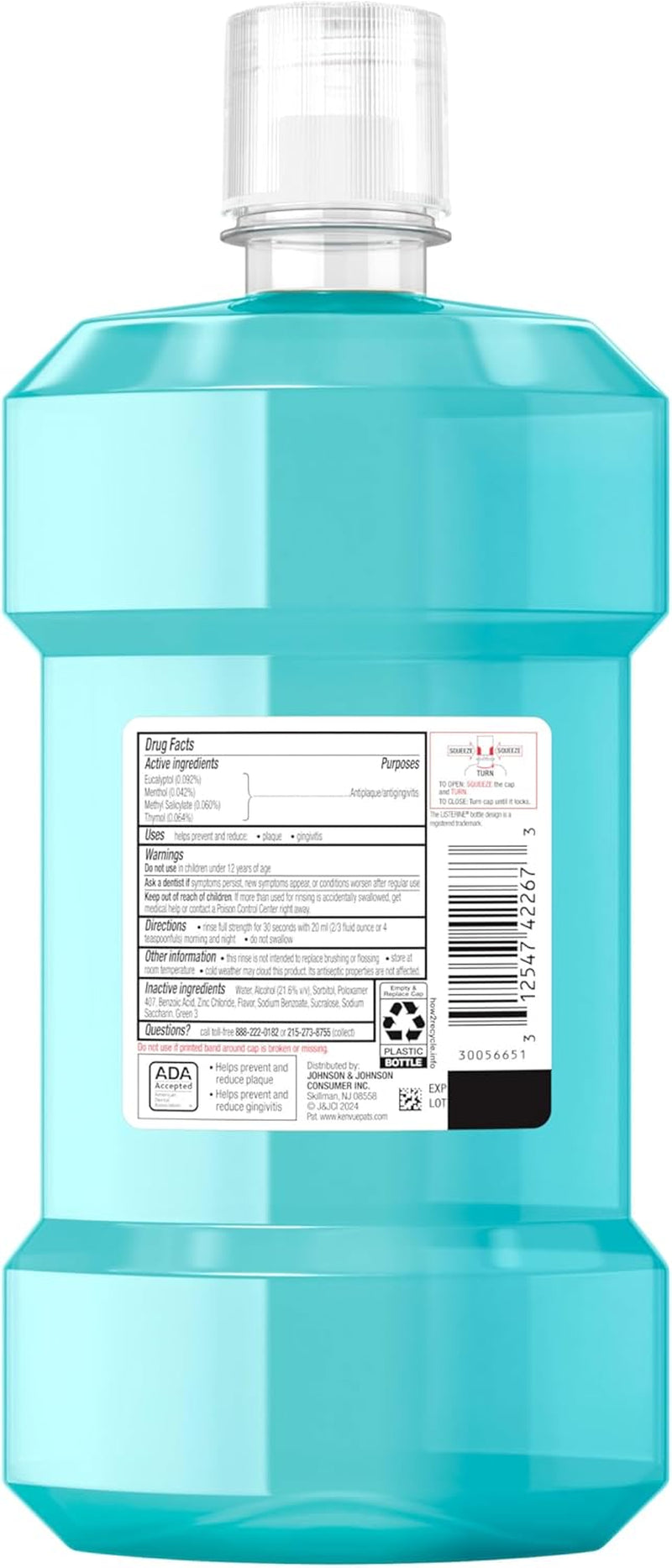 Ultraclean Oral Care Antiseptic Mouthwash, Everfresh Technology to Help Fight Bad Breath, Gingivitis, Plaque & Tartar, Ada-Accepted Tartar Control Oral Rinse, Cool Mint, 1 L