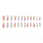 Press On Nails – Long Square Floral Design | 24pc Salon-Quality Set with Glue & Adhesive