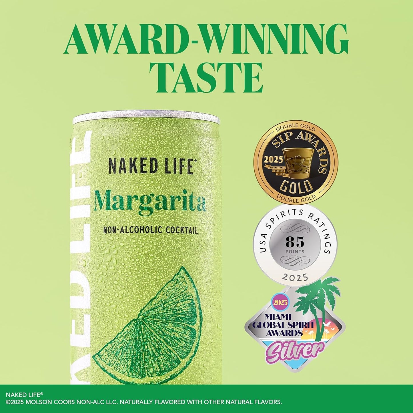 Naked Life Non-Alcoholic Margarita | Zero Sugar | 8.4 fl. oz. (4 Pack)