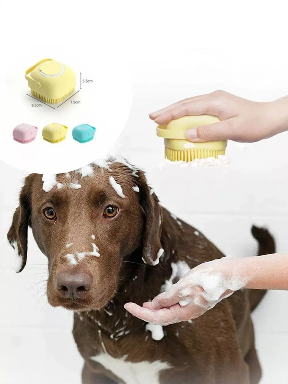 Silicone Pet Bath Brush & Grooming Massager – Dogs & Cats