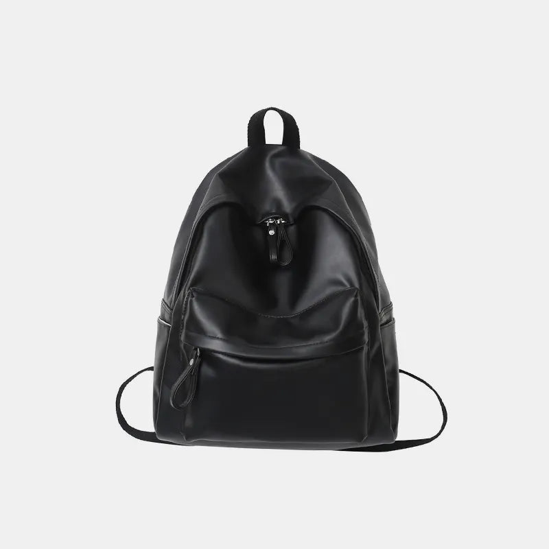 PU Leather Zip Backpack – Large Structured Bag for Women