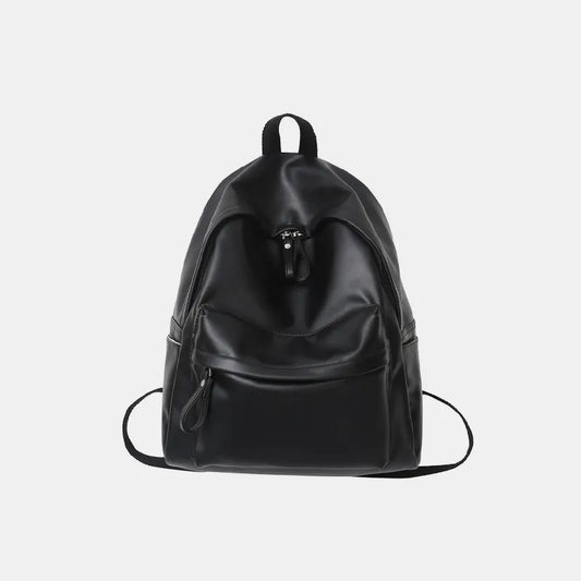 PU Leather Zip Backpack – Large Structured Bag for Women