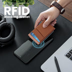 RFID Blocking Slim Wallet for Men - Metal Card Holder with ID Window & Cash Pocket
