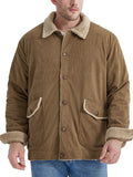 Men's Corduroy Sherpa-Lined Button-Up Jacket – Stretch Comfort, Warm & Pocketed | Sizes S–2XL