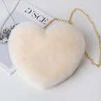 Heart-Shaped Plush Crossbody Bag – Valentine's Day Chain Shoulder Purse for Women