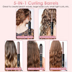 5-in-1 Professional Curling Wand Set – 4 Interchangeable Ceramic Barrels, LCD Display & Auto Shut-Off