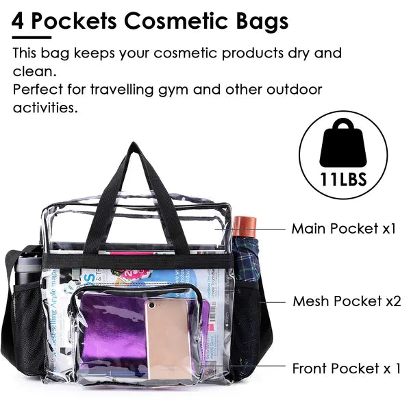 Stadium Approved Clear Crossbody Bag - TSA Compliant Transparent Purse for Concerts & Events