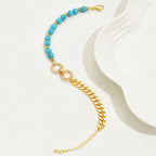 Turquoise Beaded Layered Bracelet – Boho Double Ring Chain Jewelry for Women