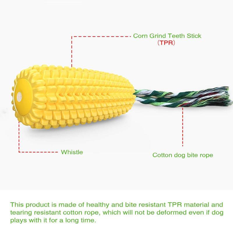 Squeaky Corn Dog Chew Toy — Durable Rope & Rubber Teether for All Breeds
