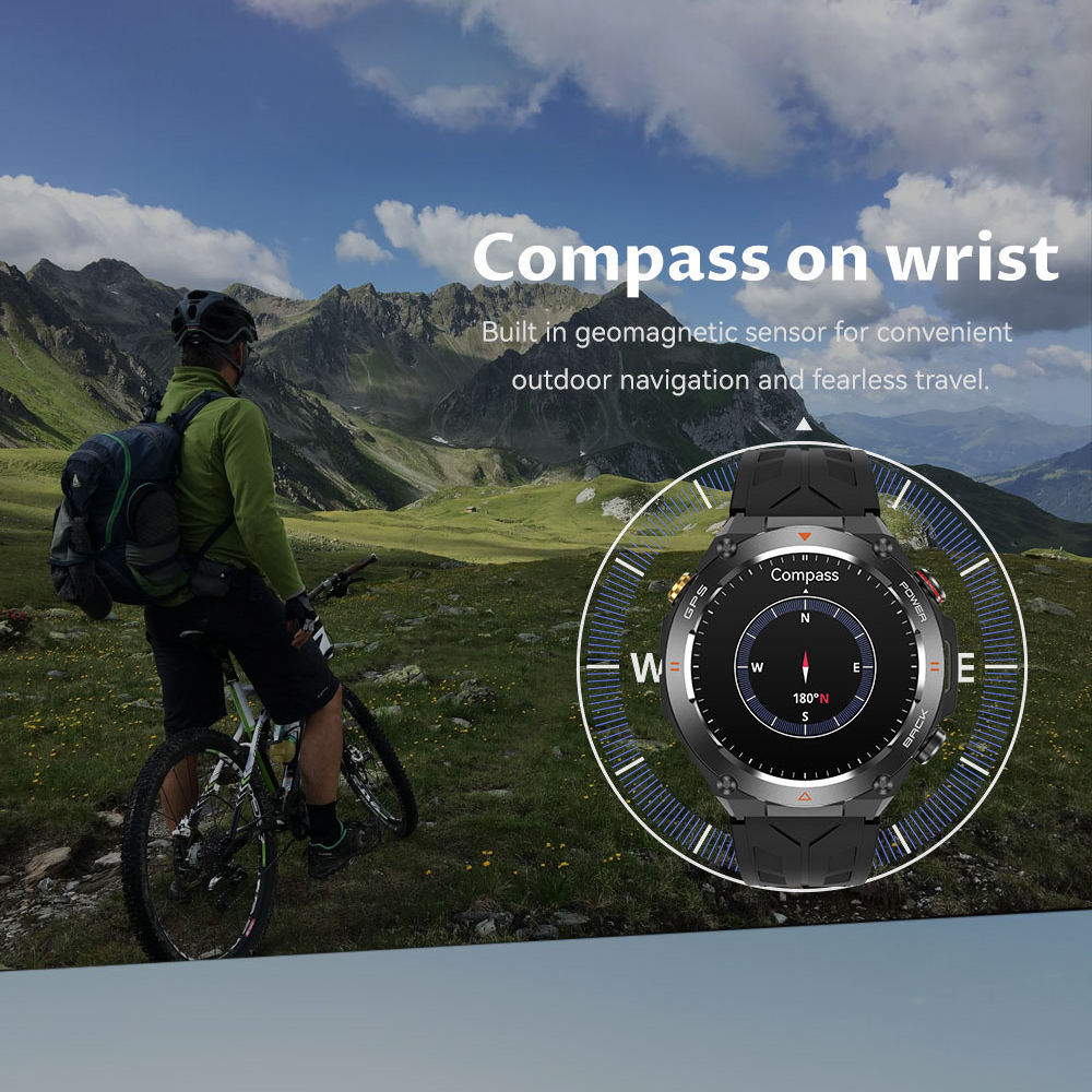 SENBONO GPS Smart Watch for Men – 1.45" HD Display, Built-In GPS, Altimeter, Barometer & Compass