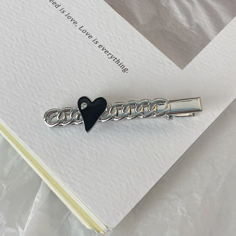 Heart Chain Hair Pin - Elegant Gold Metal Hair Accessory