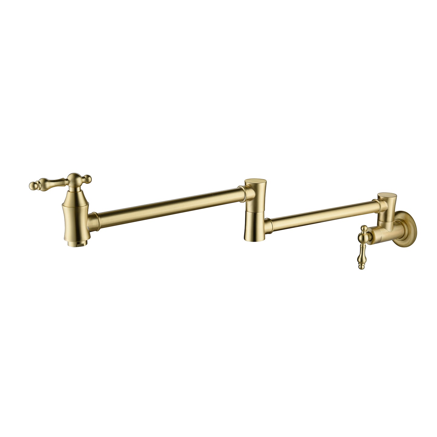 Brushed Gold Pot Filler Faucet – Wall Mount | 21" Reach | Dual Handles | Solid Brass