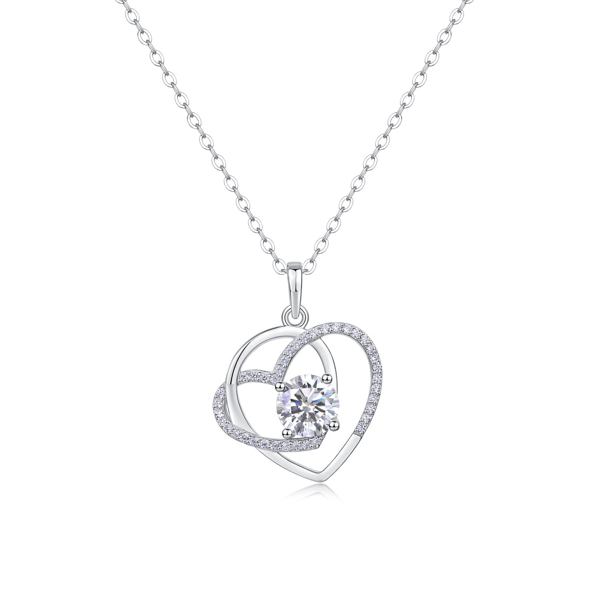 Heart To Heart Moissanite Necklace | 1 Carat Diamond Pendant | S925 Sterling Silver