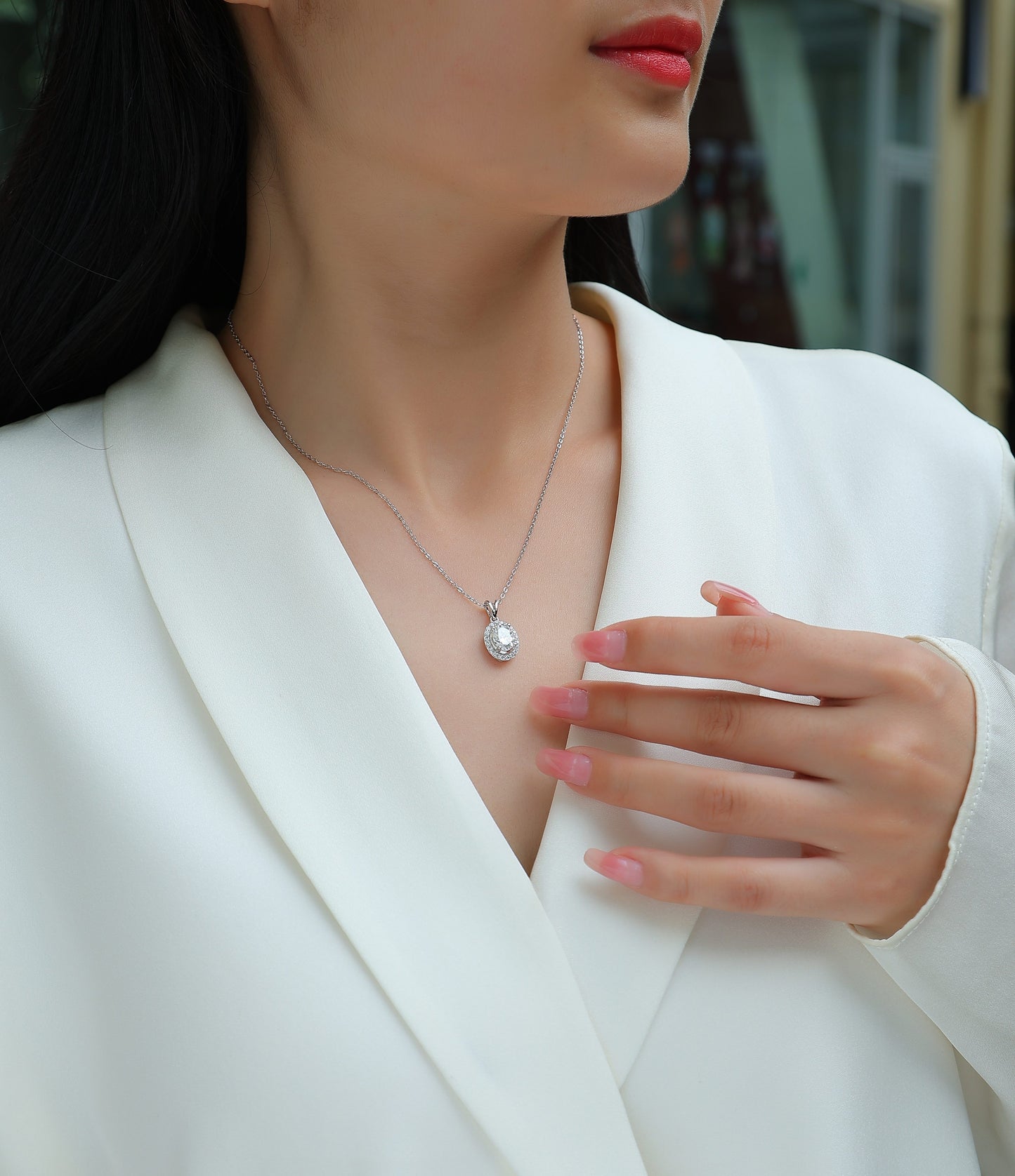 Moissanite Pendant Necklace | 1 Carat Oval Cut | S925 Sterling Silver
